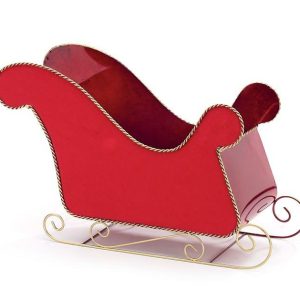 Planters |   Large Tin Red Velvet Sleigh Planter