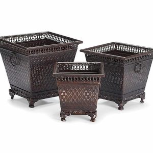 Planters |   Ornate Raised Tin Nested Planter Set