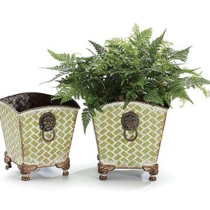 Planters |   Ornate Raised Tin Nested Planter Set