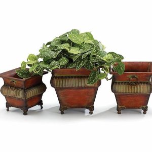 Planters |   Ornate Raised Tin Nested Planter Set