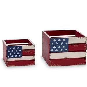 Planters |   Patriotic Nested Wood Crate Set