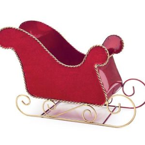 Planters |   Red Velvet Tin Sleigh Planter