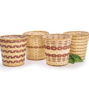 Pot Covers |   12" Lined Bamboo Basket Pot Cover