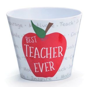 Pot Covers |   4" Best Teacher Ever Melamine Pot Cover