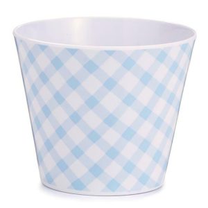 Pot Covers |   4" Blue Gingham Melamine Pot Cover