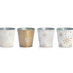 Pot Covers |   4" Embossed Snowflake Pot Covers