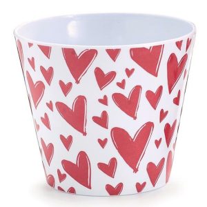 Pot Covers |   4" Valentine Pot Cover With Red Hearts