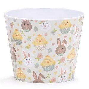 Pot Covers |   6" Chick And Bunny Melamine Pot Cover