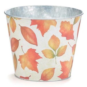 Pot Covers |   #6 Fall Leaves Tin Pot Cover