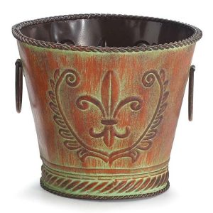 Pot Covers |   6" Ornate Raised Tin Pot Cover