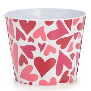 Pot Covers |   6" Pink And Red Heart Melamine Pot Cover