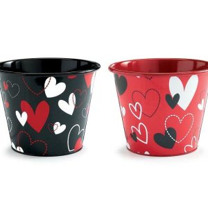 Pot Covers |   6" Red Black Hearts Pot Cover Asst