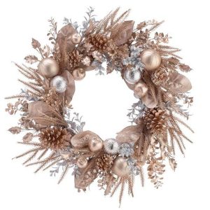 Silk Flowers |   Champagne Gold And Silver Wreath