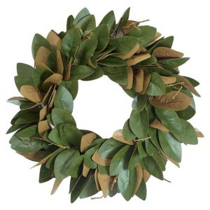 Silk Flowers |   Green And Brown Magnolia Leaf Wreath