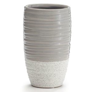 Vases |   8" Gray/White Rippled Procelain Vase