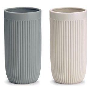 Vases |   Vertical Ribbed Ceramic Vase