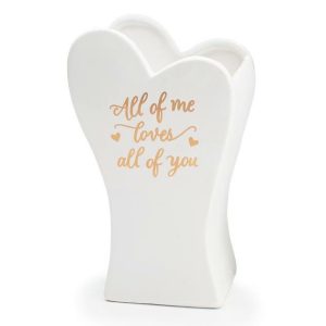 Vases |   White Heart Shape Gold Message Vases