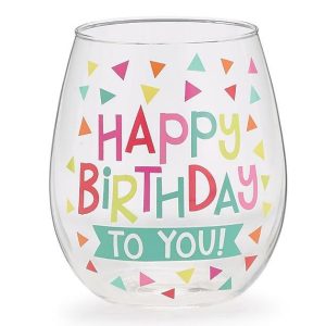 Wine Glasses & Tumblers |   Stemless Wine Glass Happy Birthday