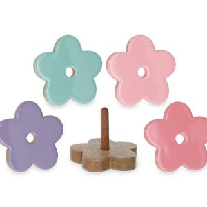 Home Accessories |   Astd Color Wooden Flower Coaster Set