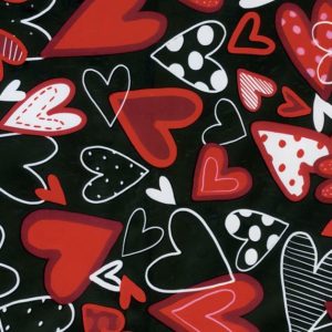 Cello Sheets |   Assorted Heart Pattern On Black Two Side