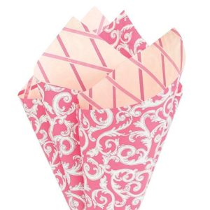 Cello Sheets |   Pink Damask Two Sided Floral Sheet